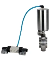 Затвор дисковый поворотный DN.ru WBV3131S-2W-W-H Ду65 Ру10 под приварку, пищевая нержавеющая сталь 304, уплотнение – Silicon, с пневмоприводом DN.ru PA-SA-85 и пневмораспределителем DN.ru 4V320-08 AC220V