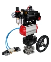 Кран шаровой DN.ru BV3232P(3pc)-FP-W-ISO-H WDVF Ду25 Ру63 полнопроходной, трехсоставной, нерж. сталь 316, PTFE, под приварку, с пн.приводом PA-DA-052, пн.распределителем 4V320-08 AC220V, БКВ APL-410N EX, руч. дублером MON1-250-T26-ISO, БПВ AFC2000