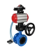 Затвор дисковый поворотный DN.ru WBV1313E-2W-F-H Ду100 Ру16 фланцевый чугун GGG40, диск - чугун GGG40, EPDM, с пневмоприводом DN.ru PA-DA-105, пневмораспределителем DN.ru 4V320-10 AC220V, БКВ DN.ru APL-210N и ручным дублером DN.ru MON1-250-T26-ISO