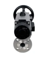 Кран шаровой DN.ru BV3131P(3pc)-FP-F-ISO-H Ду100 Ру16 полнопроходной трехсоставной, фланцевый, нержавеющая сталь 304, уплотнение - PTFE, 22х22, F10, WDVF, с пневмоприводом DN.ru PA-DA-105-1 и пневмораспределителем 4M310-08 AC220V