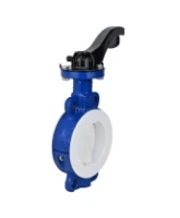 Затвор дисковый поворотный DN.ru WBV3434Pf-2W-Fb-H Ду125 Ру16 корпус - углеродистая сталь WCB, диск - углеродистая сталь WCB, футерованный PTFE, уплотнение - PTFE, межфланцевый, с рукояткой