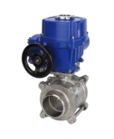 Кран шаровой DN.ru BV3232P(3pc)-FP-W-ISO-H Ду25 Ру63 полнопроходной двухходовой, нержавеющая сталь SS316, под приварку, уплотнение - PTFE, с 1/4-оборотным электроприводом DN.ru QT-N-005M-O2-220VAC-У1