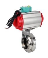 Затвор дисковый поворотный DN.ru WBV3131E-2W-W-H Ду15 Ру10 под приварку, пищевая нержавеющая сталь 304, уплотнение - EPDM, с пневмоприводом PA-DA-052 и магнитным переключателем ALS200D