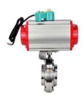 Затвор дисковый поворотный DN.ru WBV3131E-2W-W-H Ду15 Ру10 под приварку, пищевая нержавеющая сталь 304, уплотнение - EPDM, с пневмоприводом PA-DA-052 и магнитным переключателем ALS200D