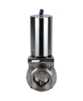 Затвор дисковый поворотный DN.ru WBV3131S-2W-T-H Ду100 Ру10 резьбовой, пищевая нержавеющая сталь 304, уплотнение – Silicon, с пневмоприводом DN.ru PA-SA-85 с возвратными пружинами