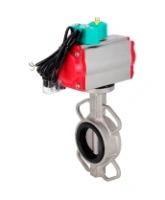 Затвор дисковый поворотный DN.ru WBV3131N-2W-Fb-H Ду65 Ру16 корпус - нержавеющая сталь 304, диск - нержавеющая сталь 304, уплотнение - NBR, с пневмоприводом PA-DA-065, пневмораспределителем 4M310-08 AC220V и магнитным переключателем ALS200D