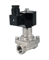 Клапан электромагнитный DN.ru VS731-PT-NC-220VAC 1 1/2″ Ду40 Ру10 соленоидный двухходовой, корпус - нержавеющая сталь 304, уплотнение - PTFE, внутренняя резьба, прямого действия, нормально закрытый, с нулевым перепадом давления, катушка - 220В