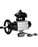 Кран шаровой DN.ru BV3232P(2pc)-FP-T-ISO-H Ду80 Ру40, полнопроходной, внутренняя резьба, нержавеющая сталь SS316, уплотнение - PTFE, с пневмоприводом PA-DA-105-1 двойного действия, с пневмораспределителем 4V320-08 AC220V, с БКВ APL-410N EX