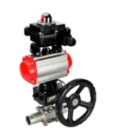 Кран шаровой DN.ru BV3232P(3pc)-FP-W-ISO-H LONG Ду50 Ру40 полнопроходной, корпус - нержавеющая сталь 316, уплотнение - PTFE, под приварку, с пневмоприводом DN.ru PA-DA-083, редуктором DN.ru MON2-450-T28-ISO и БКВ APL-410N EX