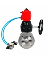 Кран шаровой DN.ru BV3232P(2pc)-FP-F-ISO-H WDVF Ду65 Ру16 полнопроходной, фланцевый, корпус - нержавеющая сталь 316, уплотнение - PTFE, с пневмоприводом PA-DA-083, пневмораспределителем 4V320-08 AC220V, БПВ AFC2000 и ручным дублером MON2-450-T28-ISO