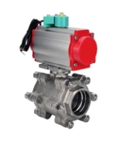 Кран шаровой DN.ru BV3232P(3pc)-FP-SW-ISO-H Ду80 Ру63 полнопроходной, корпус - нержавеющая сталь SS316, под приварку, с пневмоприводом PA-DA-105, пневмораспределителем 4M310-08 AC220V, магнитным переключателем ALS200D