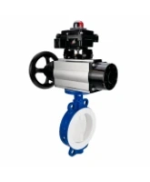 Затвор дисковый поворотный DN.ru WBV3434Pf-2W-Fb-R Ду200 Ру16, корпус - углеродистая сталь WCB, диск - углеродистая сталь WCB, футерованный PTFE, уплотнение - PTFE, с пневмоприводом PA-DA-105-1 и БКВ APL-410N EX