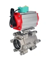 Кран шаровой DN.ru BV3232P(3pc)-FP-SW-ISO-H Ду80 Ру63 полнопроходной, корпус - нержавеющая сталь SS316, под приварку, с пневмоприводом PA-DA-105, магнитным переключателем ALS200D
