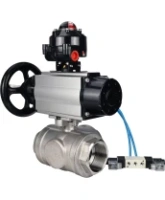 Кран шаровой DN.ru BV3232P(4pc)-SP-3WL-T-ISO-H Ду100 Ру40, стандартнопроходной, четырехсоставной, корпус - нержавеющая сталь 316, PTFE, внутренняя резьба, с пневмоприводом PA-DA-105-1, пневмораспределителем 4V320-08 AC220V, БКВ APL-510N Ex