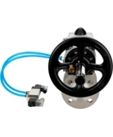 Кран шаровой DN.ru BV3232P(2pc)-FP-F-ISO-H Ду100 Ру16, полнопроходной фланцевый, нержавеющая сталь SS316, уплотнение - PTFE, с пневмоприводом PA-DA-105-1 двойного действия, с пневмораспределителем 4V320-08 AC220V