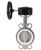 Затвор дисковый поворотный DN.ru 316L-316L-PTFE Ду100 Ру16 межфланцевый, корпус - нержавеющая сталь 316L, диск - нержавеющая сталь 316L, уплотнение - PTFE, с редуктором Pro-Gear X-21-W-200