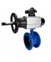 Затвор дисковый поворотный DN.ru WBV1331E-2W-F-H Ду50 Ру16 фланцевый, корпус - чугун GGG40, диск - нержавеющая сталь 304, уплотнение - EPDM, с пневмоприводом DN.ru PA-DA-105-1, 4M310-08 AC220V и APL-210N