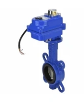 Затвор дисковый поворотный DN.ru WBV1432E-2W-Fb-H Ду40 Ру16, корпус - чугун GGG50, диск - нержавеющая сталь 316L, уплотнение - EPDM, с электроприводом DN.ru QT-N-003EM-O1-12VDC-У1 blue 12В