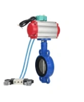 Затвор дисковый поворотный DN.ru WBV1432N-2W-Fb-H Ду40 Ру16 корпус - чугун GGG50, диск - нержавеющая сталь 316L, уплотнение - NBR, с пневмоприводом PA-SA-083, пневмораспределителем 4V320-08 AC220V и магнитным переключателем ALS200D