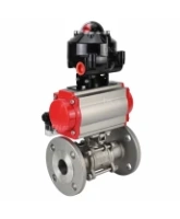 Кран шаровой DN.ru BV3131P(3pc)-FP-F-ISO-H Ду15 Ру40 фланцевый, полнопроходной, трехсоставной, корпус - нержавеющая сталь SS304, уплотнение - PTFE, с пн.приводом DN.ru PA-DA-052 пн.распределителем 4M310-08 AC220V и БКВ APL-510N-EX