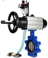 Затвор дисковый поворотный DN.ru WBV1616E-2W-Fb-H Ду125 Ру16 LUG корпус - чугун QT450, диск - чугун QT450, уплотнение - EPDM, с пневмоприводом DN.ru PA-DA-105-1, пневмораспределителем 4V320-08 AC220V и БПВ AFC2000