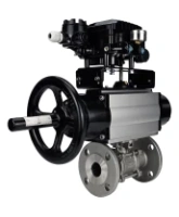 Кран шаровой DN.ru BV3131P(3pc)-FP-F-ISO-H Ду100 Ру16 полнопроходной трехсоставной, фланцевый, нержавеющая сталь 304, уплотнение - PTFE, 22х22, F10, WDVF, с пневмоприводом DN.ru PA-DA-105-1 и электропневматическим позиционером YT-1000RSN с обратной связью