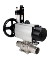 Кран шаровой DN.ru BV3232P(3pc)-FP-W-ISO-H LONG Ду80 Ру25, полнопроходной, трехсоставной, нержавеющая сталь 316, уплотнение - PTFE, под приварку, с пневмоприводом PA-DA-105-1, с пневмораспределителем 4V320-08 AC220V, БПВ AFC2000
