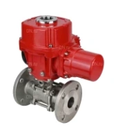 Кран шаровой DN.ru BV3131P(3pc)-FP-F-ISO-H Ду15 Ру40 трехсоставный из нержавеющей стали SS304, фланцевый, уплотнение - PTFE, полнопроходной, с 1/4-оборотным электроприводом DN.ru QT-EX-005M-O2-220VAC-У1