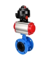 Затвор дисковый поворотный DN.ru WBV1313E-2W-F-H Ду100 Ру16 фланцевый, корпус - чугун GGG40, диск - чугун GGG40, уплотнение - EPDM, с пневмоприводом DN.ru PA-DA-105, пневмораспределителем DN.ru 4M310-08 AC220V и БКВ DN.ru APL-510N EX