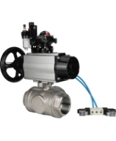 Кран шаровой DN.ru BV3232P(4pc)-SP-3WL-T-ISO-H Ду100 Ру40, стандартнопроходной, четырехсоставной, нержавеющая сталь 316, PTFE, внутренняя резьба, с пневмоприводом PA-DA-105-1, пневмораспределителем 4V320-08 AC220V, БКВ APL-210N, БПВ AFC2000