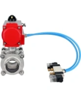 Кран шаровой DN.ru BV3232P(3pc)-FP-W-ISO-H WDVF Ду15 Ру63 полнопроходной, трехсоставной, корпус - нержавеющая сталь 316, уплотнение - PTFE, под приварку, с пневмоприводом PA-SA-065, пневмораспределителем 4V320-08 AC220V