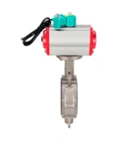 Затвор дисковый поворотный DN.ru WBV3232V-2W-Fb-H Ду100 Ру16 корпус - нержавеющая сталь 316L, диск - нержавеющая сталь 316L, уплотнение - Viton, с пневмоприводом PA-DA-083, пневмораспределителем 4M310-08 DC24V и магнитным переключателем ALS200D