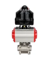 Кран шаровой DN.ru BV3232P(3pc)-FP-W-ISO-H Ду25 Ру63 полнопроходной двухходовой, нержавеющая сталь SS316, под приварку, уплотнение - PTFE, с пневмоприводом DN.ru PA-DA-52 и БКВ APL-510N-EX