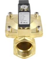 Клапан электромагнитный DN.ru VS400-ET-NC-24VDC 2″ Ду50 Ру16, соленоидный двухходовой, корпус - латунь, уплотнение - EPDM, резьбовой, нормально-закрытый, пилотный, катушка - 24В