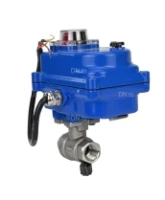 Кран шаровой DN.ru BV3232P(2pc)-FP-T-ISO-H Ду20 Ру63 полнопроходной двухходовой, нержавеющая сталь 316, внутренняя резьба, уплотнение - PTFE, с электроприводом четвертьоборотным QT-N-003EM-O1-24VDC-У1 blue