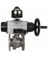 Кран шаровой DN.ru BV3232P(2pc)-FP-F-ISO-H Ду100 Ру16, полнопроходной фланцевый, нержавеющая сталь SS316, уплотнение - PTFE, с пневмоприводом PA-DA-105-1 двойного действия, с пневмораспределителем 4M310-08 AC220V, с БКВ APL-510N EX