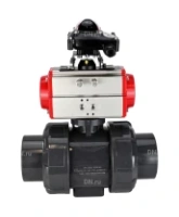 Кран шаровой DN.ru BV4242E-FP-GRM-ISO Дн50 Ру10 полнопроходной, корпус - НПВХ, шар - НПВХ, уплотнение - EPDM, с пневмоприводом PA-SA-065 и БКВ APL-210N