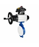 Затвор дисковый поворотный DN.ru WBV3434Pf-2W-Fb-R Ду200 Ру16, корпус - углеродистая сталь WCB, диск - углеродистая сталь WCB, футерованный PTFE, уплотнение - PTFE, с пневмоприводом PA-DA-105-1, пневмораспределителем 4M310-08 AC220V и БКВ APL-410N EX