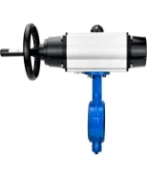 Затвор дисковый поворотный DN.ru WBV1432N-2W-Fb-H Ду125 Ру16, корпус - чугун GGG50, диск - нержавеющая сталь 316L, уплотнение - NBR, с пневмоприводом DN.ru PA-DA-105-1 двойного действия, пневмораспределителем 4M310-08 AC220V