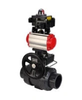 Кран шаровой DN.ru BV4242E-FP-GRM-ISO Дн50 Ру10 полнопроходной, корпус - НПВХ, шар - НПВХ, уплотнение - EPDM, с пневмоприводом PA-DA-052, ручным дублером MON1-250-T26-ISO и БКВ APL-410N EX