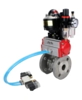 Кран шаровой DN.ru BV3232P(2pc)-FP-F-ISO-H Ду80 Ру16 фланцевый, полнопроходной, двухсоставной, корпус - нерж. сталь SS316, уплотнение - PTFE, с пн.приводом DN.ru PA-SA-130 пн.распределителем 4V320-08 AC220V БПВ AFC2000 БКВ APL-510N-EX