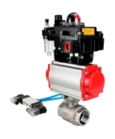 Кран шаровой DN.ru BV3232P(2pc)-FP-T-ISO-H Ду100 Ру40 полнопроходной, внутренняя резьба, нержавеющая сталь 316, уплотнение - PTFE, с пневмоприводом PA-SA-130, пневмораспределителем 4V320-08 AC220V, БКВ APL-410N EX, БПВ AFC2000