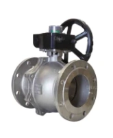 Кран шаровой DN.ru BV3232P(2pc)-FP-F-ISO-H Ду50 Ру40 полнопроходной двухходовой, нержавеющая сталь, фланцевый, уплотнение - PTFE, с ISO-фланцем и редуктором DN.ru HGB RQN1-180Z с индикатором положения