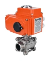 Кран шаровой DN.ru BV3232P(3pc)-FP-W-ISO-H WDVF Ду25 Ру63 полнопроходной, трехсоставной, корпус - нержавеющая сталь 316, уплотнение - PTFE, под приварку, с 1/4-оборотным электроприводом DN.ru QT-N-003EM-O1-24VDC-У1 HARK