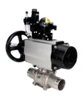 Кран шаровой DN.ru BV3232P(3pc)-FP-W-ISO-H LONG Ду80 Ру25, полнопроходной, трехсоставной, нержавеющая сталь 316, уплотнение - PTFE, под приварку, с пневмоприводом PA-DA-105-1, с пневмораспределителем 4V320-08 AC220V, БКВ APL-210N, БПВ AFC2000