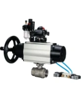 Кран шаровой DN.ru BV3232P(2pc)-FP-T-ISO-H Ду80 Ру40, полнопроходной, внутренняя резьба, нержавеющая сталь SS316, уплотнение - PTFE, с пневмоприводом PA-DA-105-1 двойного действия, с пневмораспределителем 4V320-08 AC220V, с БКВ APL-210N, с БПВ AFC2000