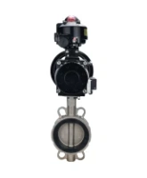 Затвор дисковый поворотный DN.ru WBV3232E-2W-Fb-H Ду150 Ру16, корпус - нержавеющая сталь 316L, диск - нержавеющая сталь 316L, уплотнение - EPDM, с пневмоприводом PA-DA-105-1 двойного действия, пневмораспределителем 4M310-08 AC220V, БКВ APL-510N EX
