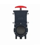 Задвижка шиберная DN.ru GVKR4344TPV-2W-G-Hт Ду200 Ру1.6 клеевая, с выдвижным штоком, материал корпуса - ПВХ (PVC), шибер - пластик ABS, уплотнение - TPV (ТПВ), с ручкой