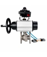 Кран шаровой DN.ru BV3232P(2pc)-FP-F-ISO-H WDVF Ду100 Ру16 полнопроходной, фланцевый, корпус - нержавеющая сталь 316, уплотнение - PTFE, с пневмоприводом PA-DA-105-1, пневмораспределителем 4V320-08 AC220V и БКВ APL-410N EX