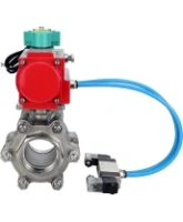Кран шаровой DN.ru BV3232P(3pc)-FP-SW-ISO-H Ду80 Ру63 полнопроходной, корпус - нержавеющая сталь SS316, под приварку, с пневмоприводом PA-DA-105, пневмораспределителем 4V320-08 AC220V, магнитным переключателем ALS200D